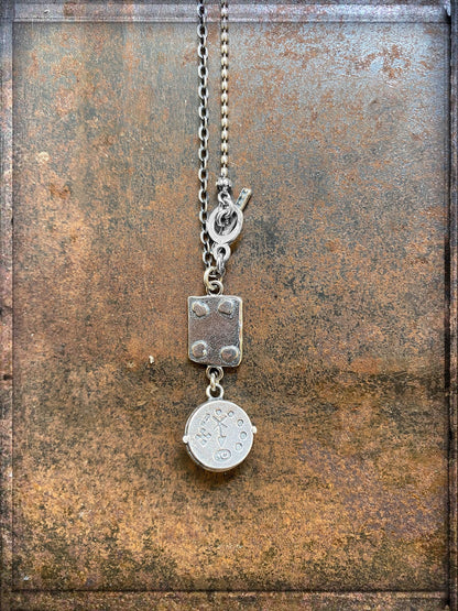 Gem Kingdom Kette Anhänger Bohemian Kristallglas Cabochon Perlmutt-Tropfen 925 Sterling Silber Rückseite