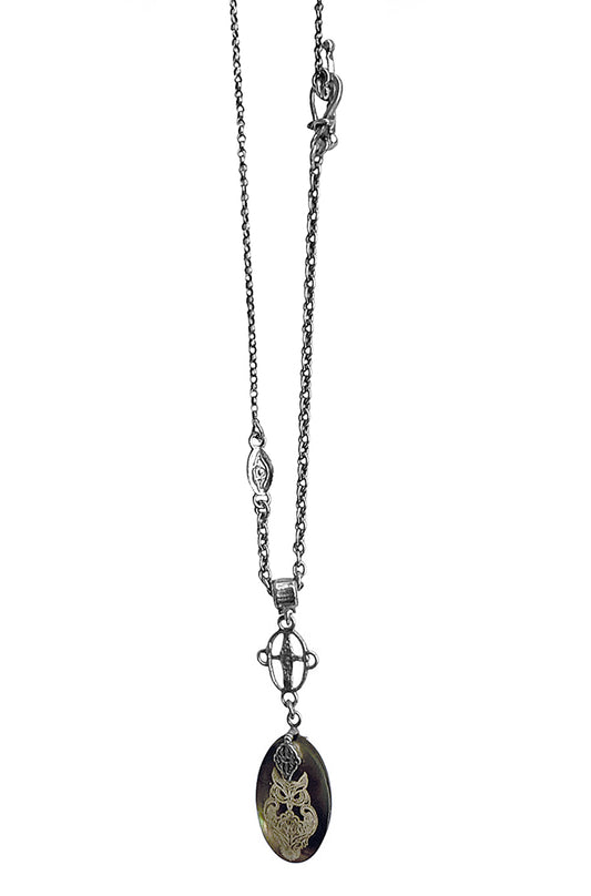 Gem Kingdom Kette Anhänger Eule Perlmutt Sterling Silber Frozen in Time