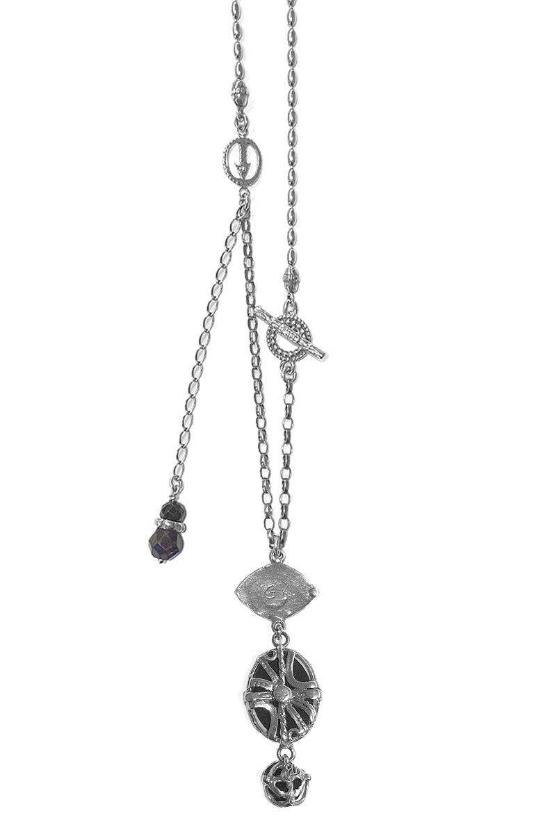 Gem Kingdom Kette Greif-Anhänger Kristallglas Facettiert Onyx-Kugeln 925 Sterling Silber Rückseite
