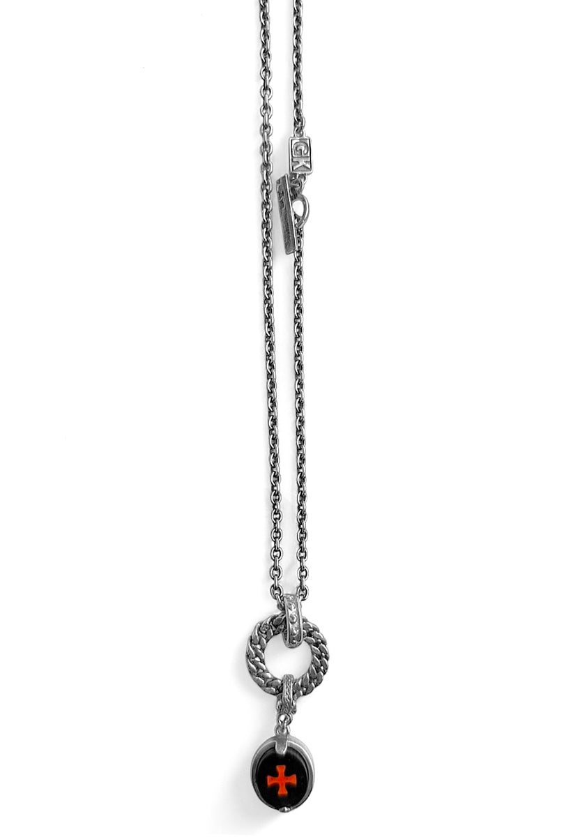 Gem Kingdom Kette Nerolith Coral Cross Sterling Silber Unisex