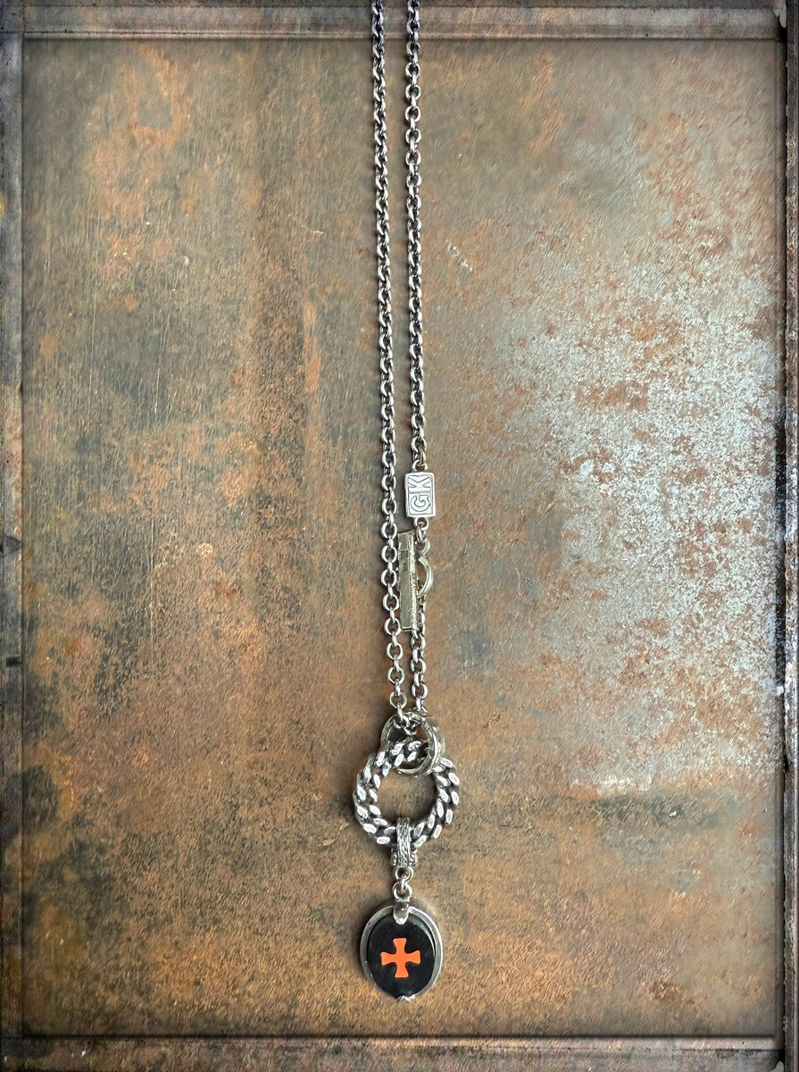 Gem Kingdom Kette Nerolith Coral Kreuz Anhänger 925 Sterling Silber Unisex