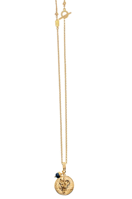 Gem Kingdom Kette Ouroboros Anhänger Golden Heritage Bronze 18k Vergoldet Erbskette Kugelkette Süßwasserperle 75 cm
