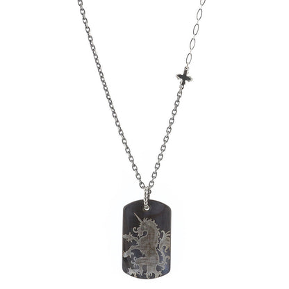 Gem Kingdom Kette Einhorn-Anhänger Perlmutt Grau Graviert 925 Sterling Silber Unisex