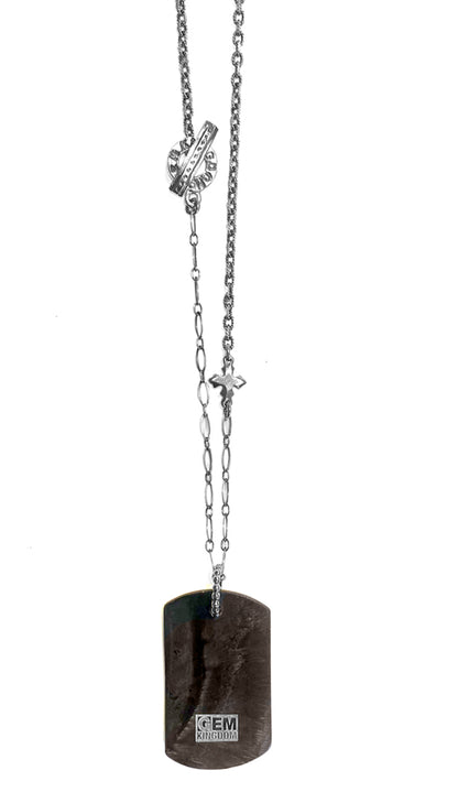 Gem Kingdom Kette Einhorn-Anhänger Perlmutt Grau Graviert 925 Sterling Silber Rückseite