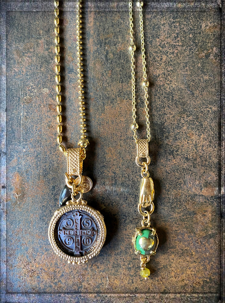 Gem Kingdom Ketten Alchemy Of Soul Kollektion Saint Benedikt Münze Bronze Gold Plattiert