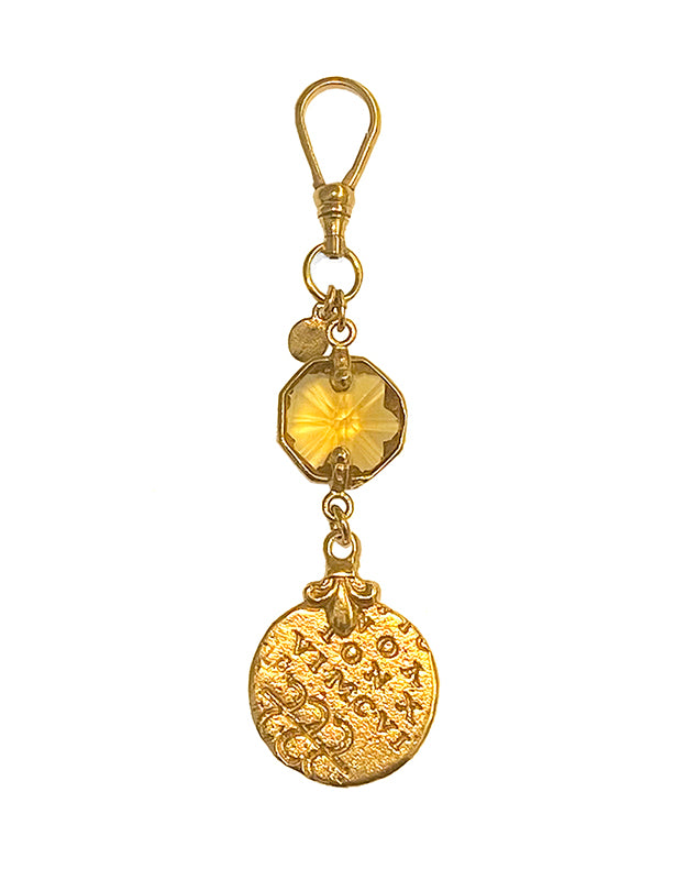 Gem Kingdom Münz-Anhänger Skarabäus Abraxas-Gravur Zirkonia Gelb Bronze 18 ct Vergoldet 