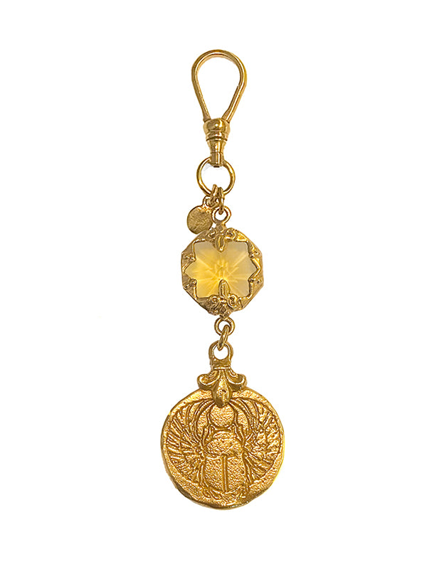 Gem Kingdom Münz-Anhänger Skarabäus Abraxas-Gravur Zirkonia Gelb Bronze Vergoldet 