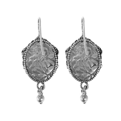 Gem Kingdom Ohrringe Kreuz-Gravur Achat Gelb Sterling Silber Talisman-Kollektion Rückseite