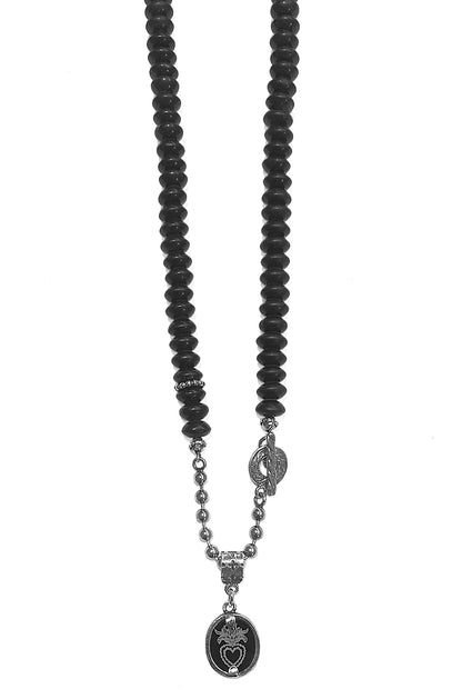 Gem Kingdom Onyxkette Herzanhänger Schwarz 925 Sterling Silber