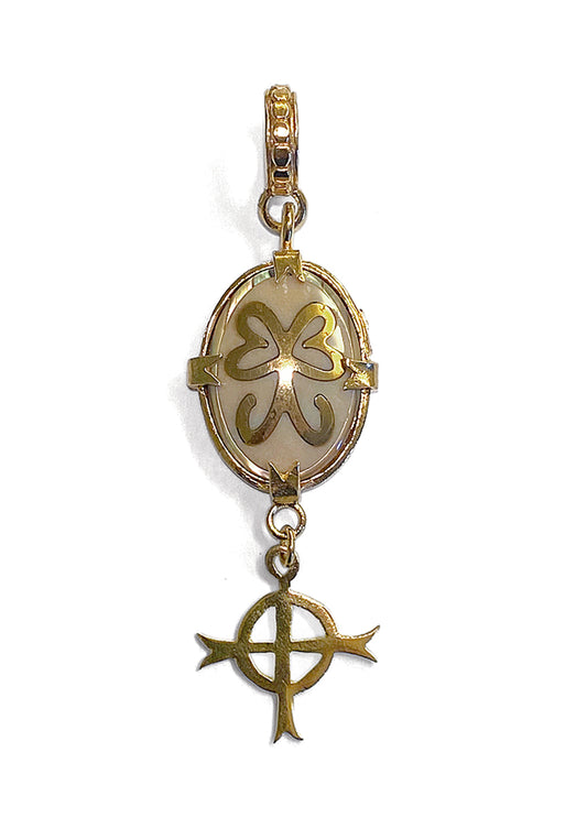 Gem Kingdom Perlmutt-Anhänger Kreuz-Element Bronze Vergoldet 

