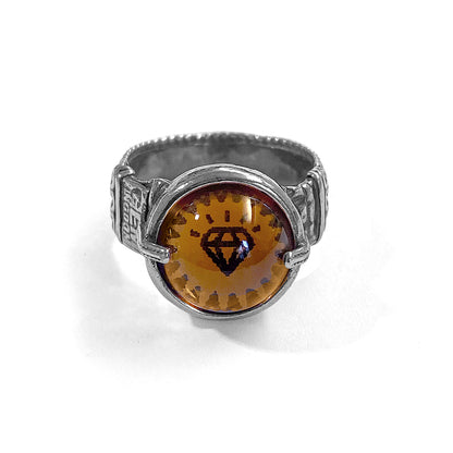 Gem Kingdom Ring Sweet-Dreams-Kollektion Bohemian Kristallglas Amber 925 Sterling Silber