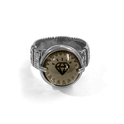 Gem Kingdom Ring Sweet-Dreams-Kollektion Bohemian Kristallglas Smoke 925 Sterling Silber