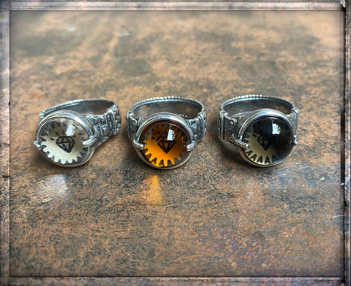 Gem Kingdom Ring Sweet-Dreams-Kollektion Bohemian Kristallglas Weiß Amber Smoke 925 Sterling Silber