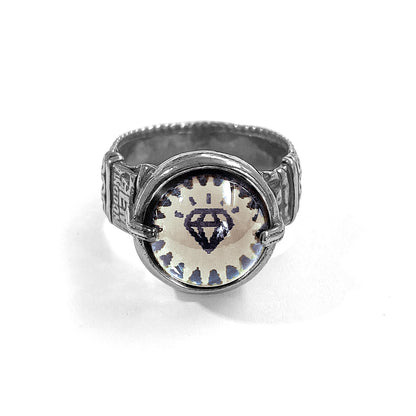Gem Kingdom Ring Sweet-Dreams-Kollektion Bohemian Kristallglas Weiß 925 Sterling Silber