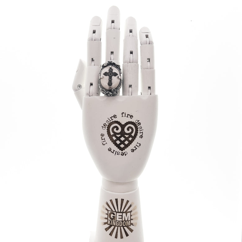 Gem Kingdom Kreuzring Bone Weiß 925 Sterling Silber