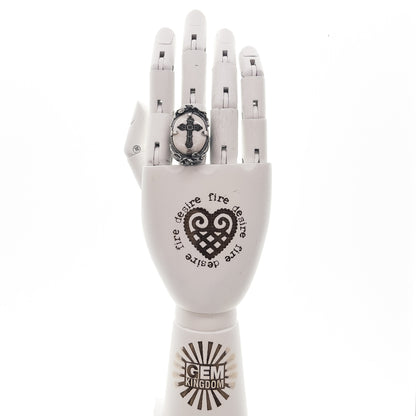Gem Kingdom Kreuzring Bone Weiß 925 Sterling Silber