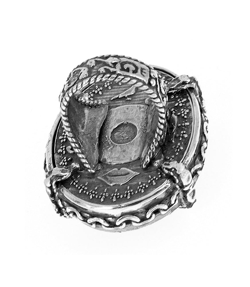 Gem Kingdom Ring Horn Fame Fortune Kollektion Graviert Unikat 925 Sterling Silber Rückseite