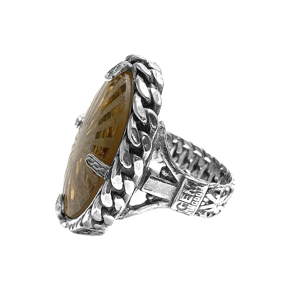 Gem Kingdom Großer Ring Göttin Diana Alchemy of Soul Statement 925 Sterling Silber Graviert