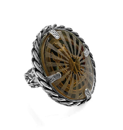 Gem Kingdom Ring Göttin Diana Alchemy of Soul Böhmisches Kristallglas Graviert 925 Sterling Silber