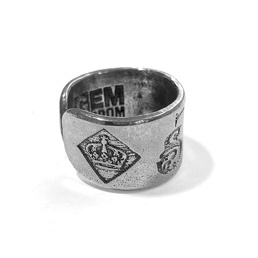 Gem Kingdom Ring Star Rebel Rebel Graviert Sterling Silber Größenverstellbar