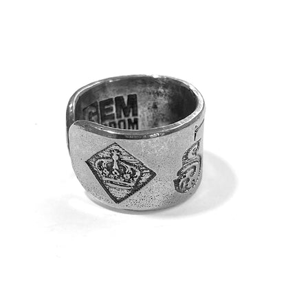 Gem Kingdom Ring Star Rebel Rebel Graviert Sterling Silber Größenverstellbar