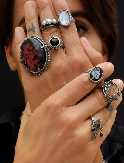 Gem Kingdom Statement-Ring Unicorn Einhorn Steinschnitt Kristallglas 925 Sterling Silber