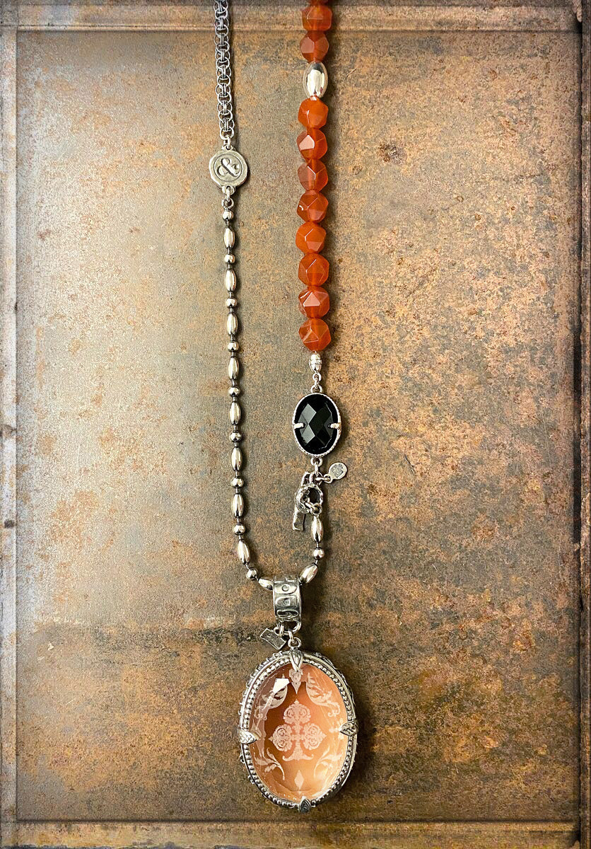 Gem Kingdom Armband Carneol Facettiert Perlmutt-Element 925 Sterling Silber Unisex