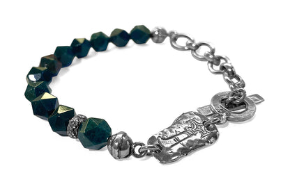 Gem Kingdom Armband Jaspis Dunkelgrün Facettiert Sterling Silber Kreuz-Element Unisex