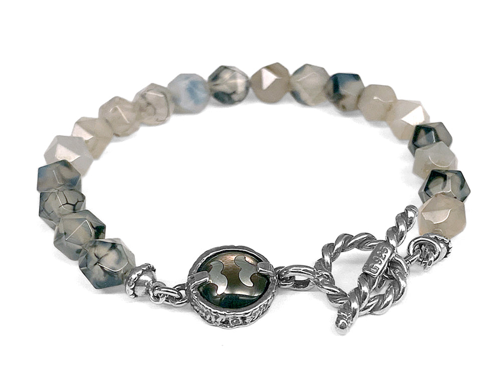 Gem Kingdom Steinarmband Rutilquarz Facettiert Perlmutt-Element 925 Sterling Silber Unisex