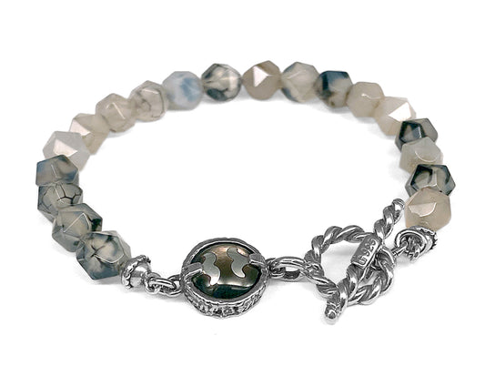 Gem Kingdom Steinarmband Rutilquarz Facettiert Perlmutt-Element 925 Sterling Silber Unisex