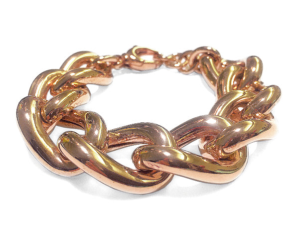 Statement-Gliederarmband Massiv Rundpanzer 2 cm Breit 925 Sterling Silber Rosé Plattiert Champagner