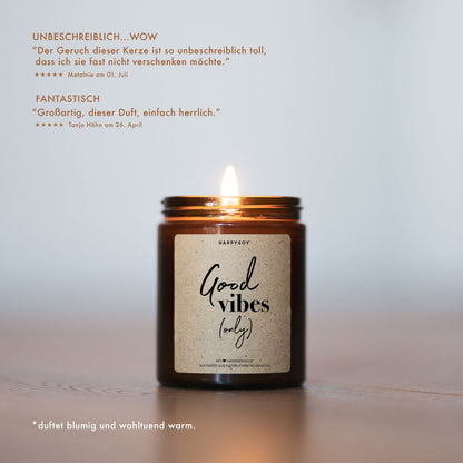 Happysoy Duftkerze Spruchkerze Vegan Nachhaltig Sojawachs Good Vibes Only