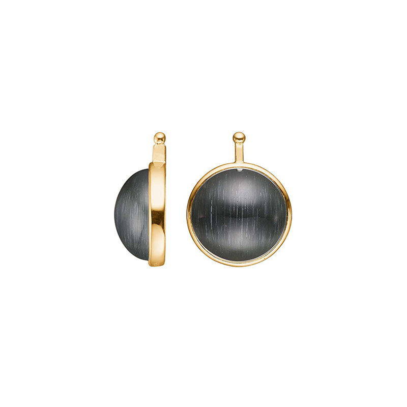 Heide Heinzendorff Creolen-Wechselsystem-Einhänger Katzenauge Grau 13 mm E97 Sterling Silber Vergoldet
