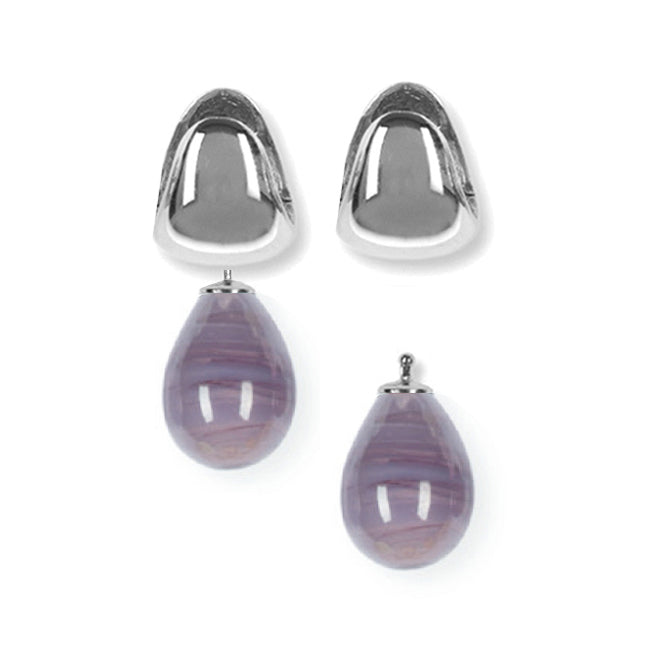Heide Heinzendorff System-Creolen Eva Sterling Silber Rhodiniert Einhänger Tropfen Mauve E5
