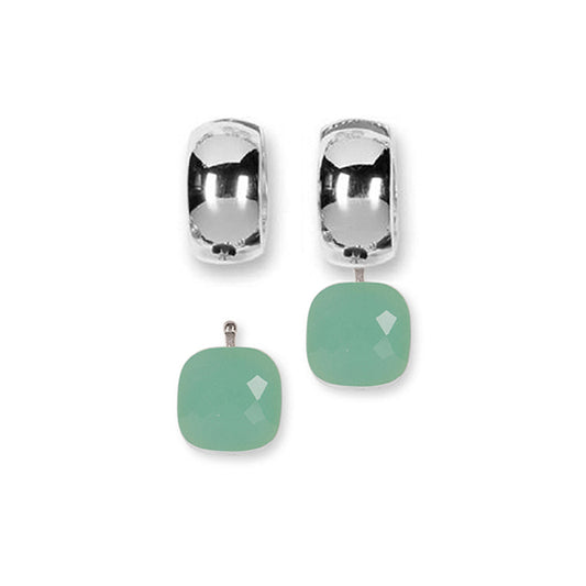 Heide Heinzendorff System-Creolen Lili Sterling Silber Rhodiniert Einhänger Quarzglas Facettiert Mint E56
