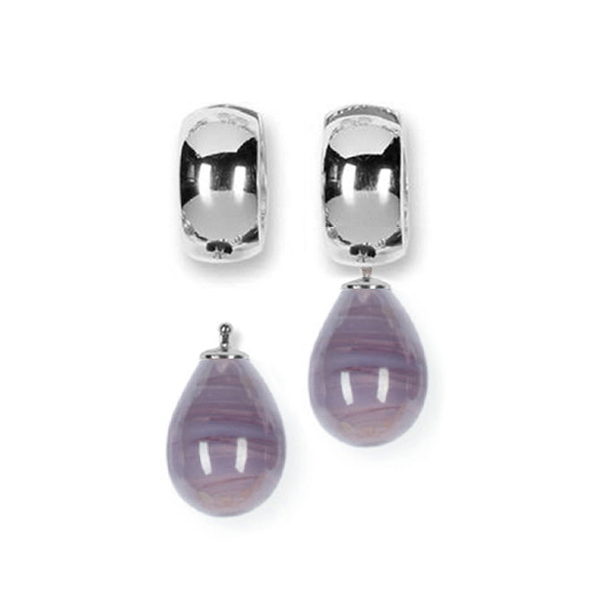 Heide Heinzendorff System-Creolen Lili Sterling Silber Rhodiniert Einhänger Tropfen Mauve E5