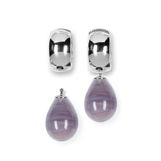 Heide Heinzendorff System-Creolen Lili Sterling Silber Rhodiniert Einhänger Tropfen Mauve E5