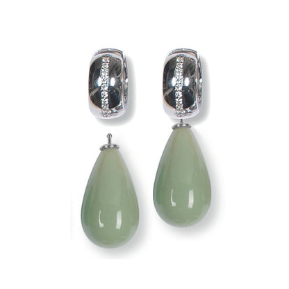Heide Heinzendorff System-Creolen Lola Pavé-Zirkonia Sterling Silber Rhodiniert Einhänger Tropfen Salbei Mint