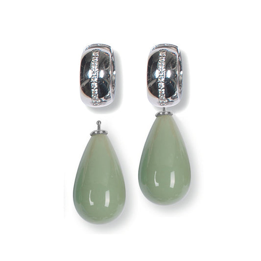 Heide Heinzendorff System-Creolen Lola Pavé-Zirkonia Sterling Silber Rhodiniert Einhänger Tropfen Salbei Mint