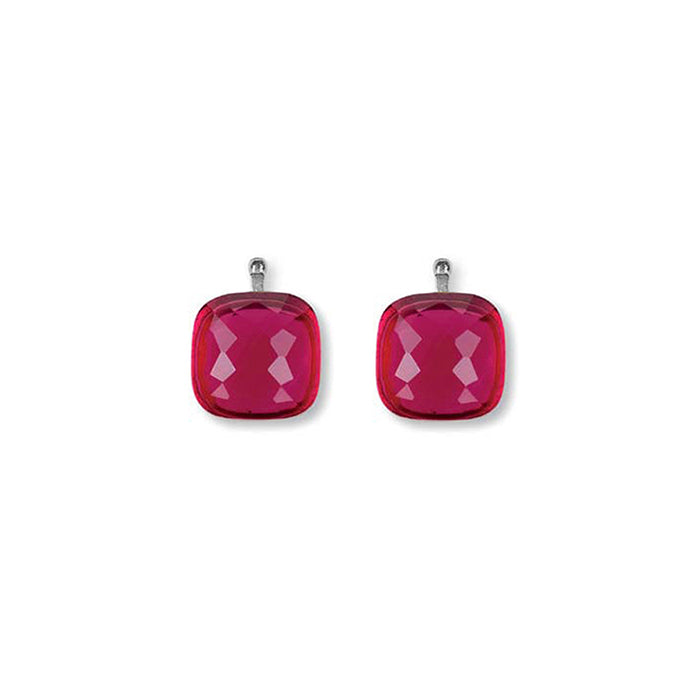 Heide Heinzendorff Creolen Wechselsystem-Einhänger Quarzglas Facettiert Fuchsia 925 Silber