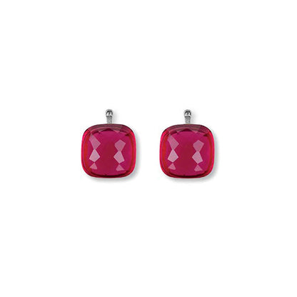 Heide Heinzendorff Creolen Wechselsystem-Einhänger Quarzglas Facettiert Fuchsia 925 Silber