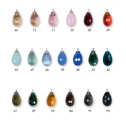 Heide Heinzendorff Tropfen-Einhänger Quarzglas Facettiert Verschiedene Farben Vergoldet 925 Sterling Silber E53