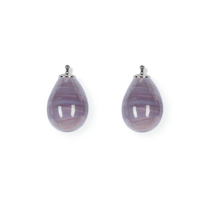 Heide Heinzendorff Creolen-Wechselsystem-Einhänger Böhmische-Quarzglastropfen E5 Mauve Sterling Silber Rhodiniert