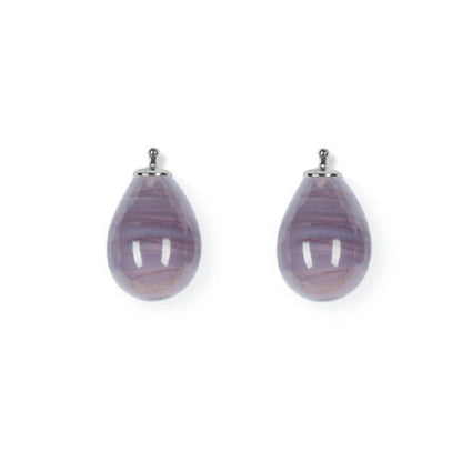 Heide Heinzendorff Creolen-Wechselsystem-Einhänger Böhmische-Quarzglastropfen E5 Mauve Sterling Silber Rhodiniert
