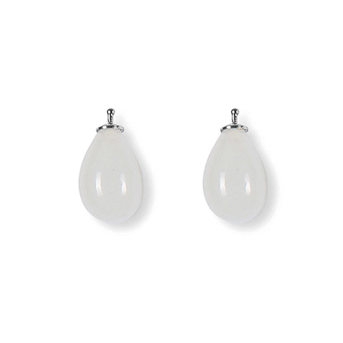 Heide Heinzendorff Creolen-Wechselsystem-Einhänger Böhmische-Quarzglastropfen E5 Opalweiss Sterling Silber Rhodiniert