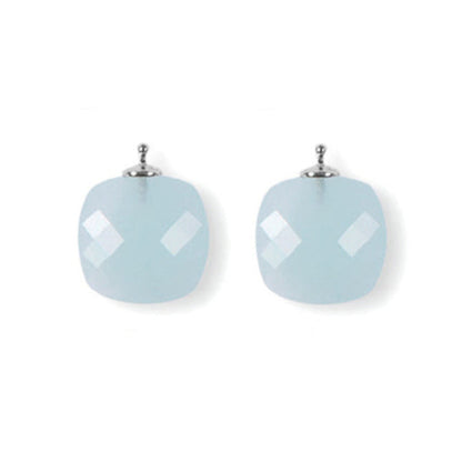 Heide Heinzendorff Creolen Wechselsystem-Einhänger Quarzglas Facettiert Milky Aqua Hellblau Briolett-Schliff 925 Sterling Silber