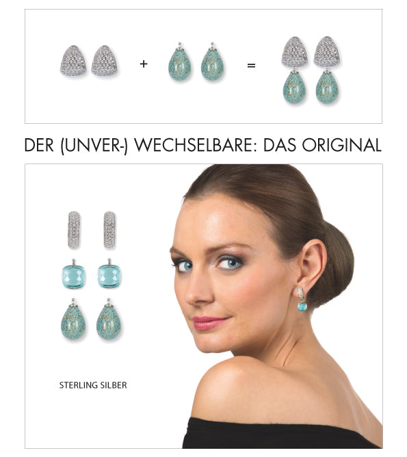 Heide Heinzendorff System-Creolen Wechselsystem-Einhänger 925 Silber Gold Plattiert Verschiedene Farben