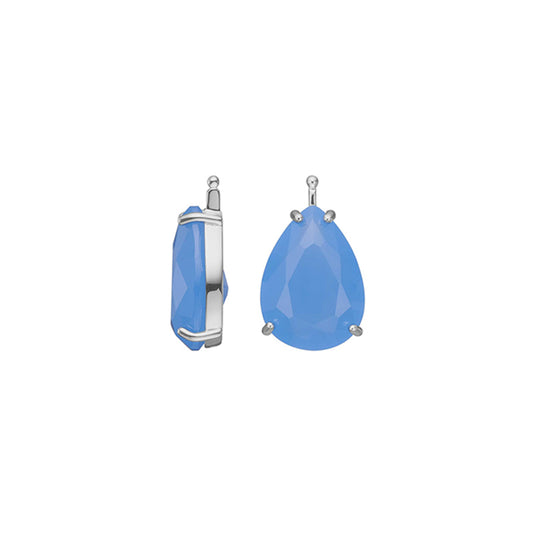 Heide Heinzendorff Creolen-Einhänger Tropfenform Quarzglas Milky Blau Facettiert Sterling Silber E82