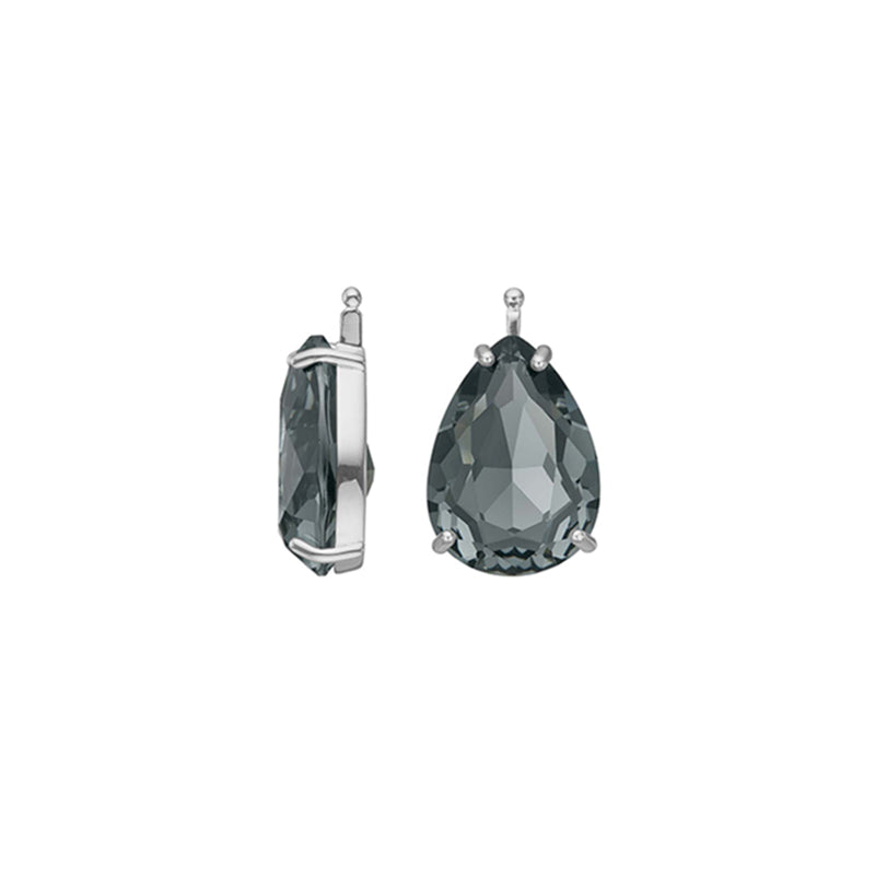 Heide Heinzendorff Creolen-Einhänger Tropfenform Quarzglas Grau Facettiert Sterling Silber E82