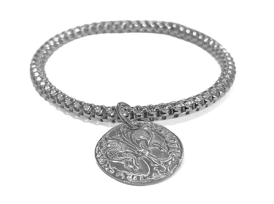Heide Heinzendorff Armband Münze Sterling Silber Rhodiniert Dehnbar